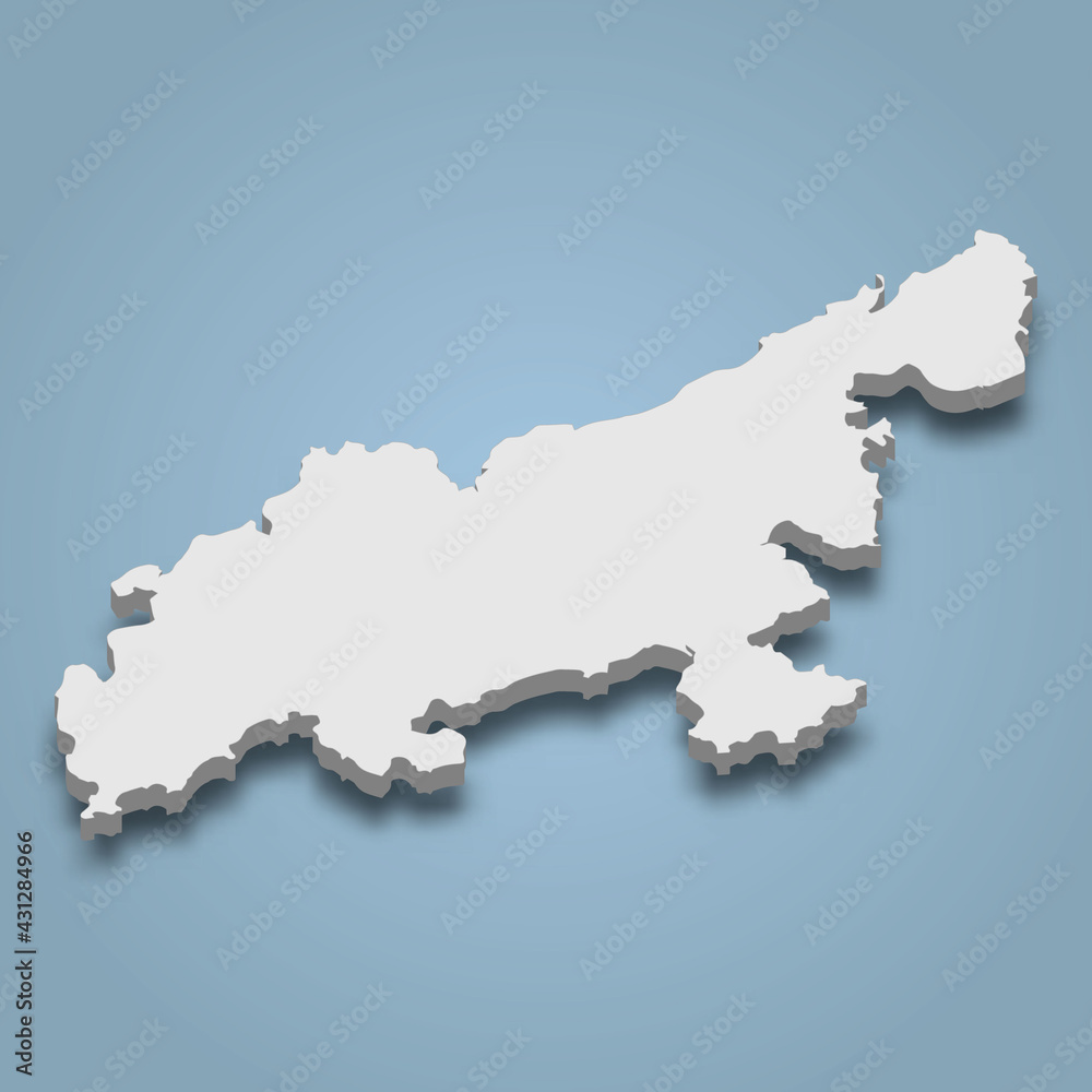 3d isometric map of Lantau Island is an island in Hong Kong