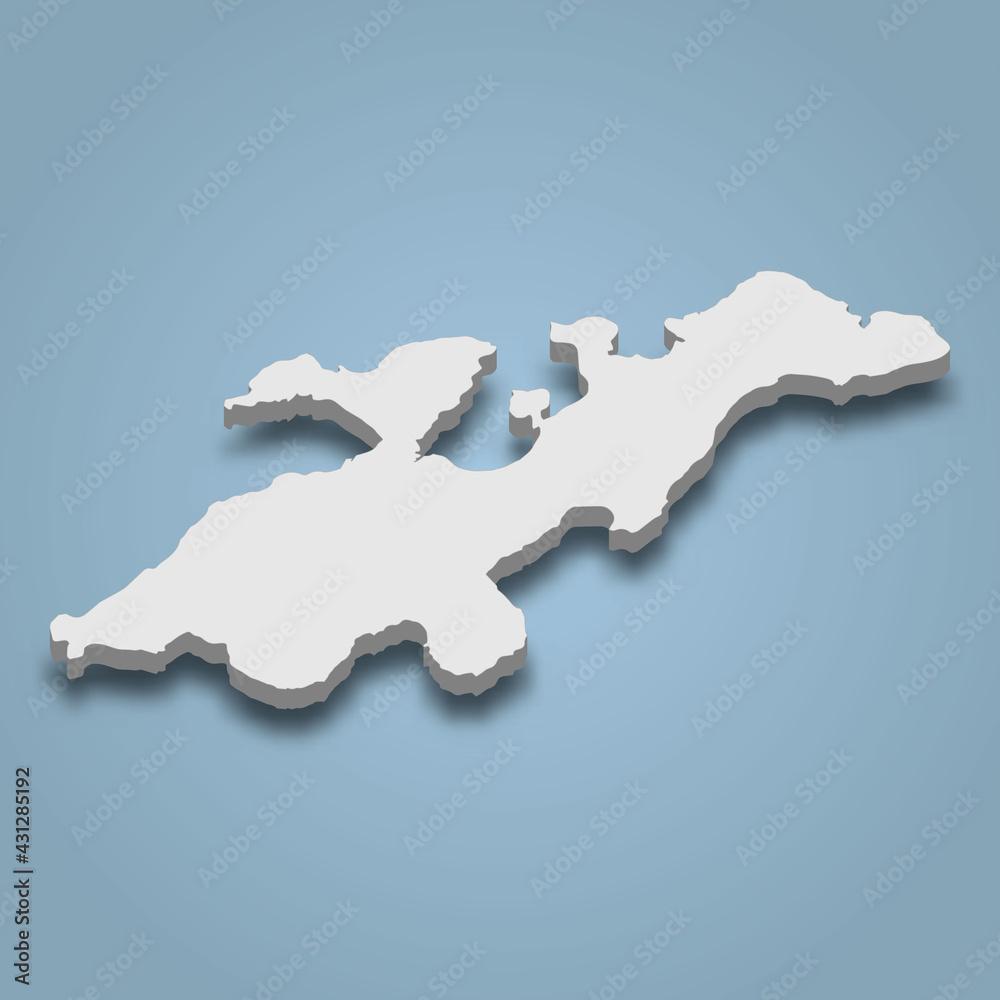 3d isometric map of Lembata is an island in Indonesia