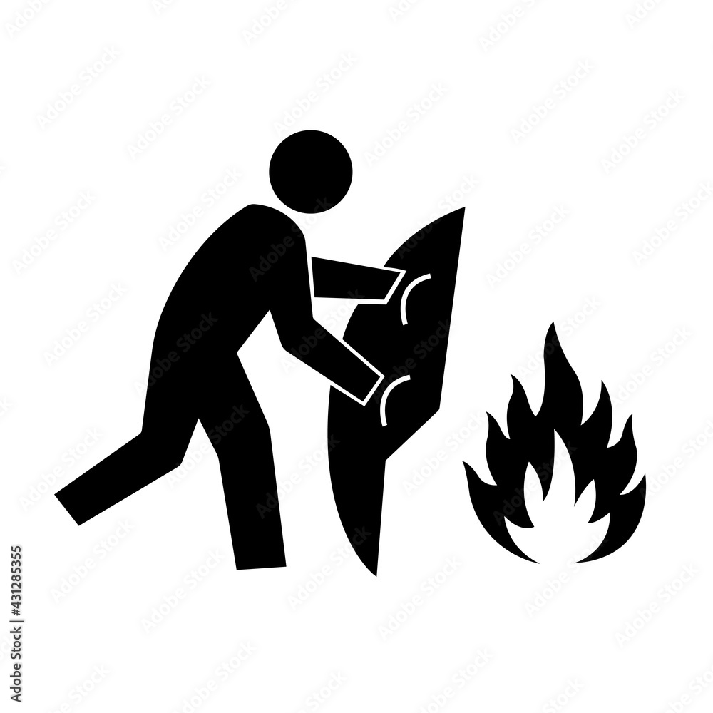 Fire Blanket Black Icon, Vector Illustration, Isolate On White