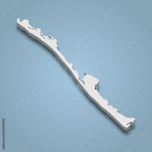 3d isometric map of Longboat Key is an island in Florida, isolated vector illustration