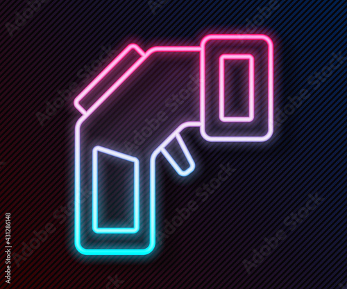 Glowing neon line Digital contactless thermometer with infrared light icon isolated on black background. Vector