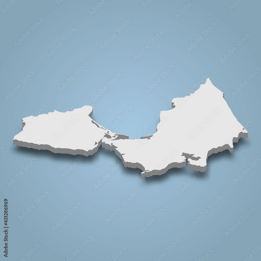 3d isometric map of Margarita Island is an island in Venezuela 3d isometric map of Margarita Island is an island in Venezuela