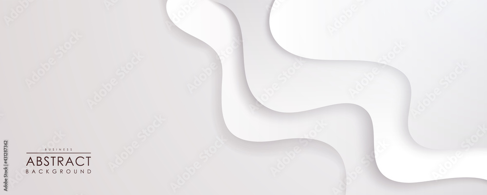 White and grey abstract modern background futuristic graphic energy sound waves technology concept hand drawn doodle waves dynamic shapes monochrome banner. Simple white background paper cut style