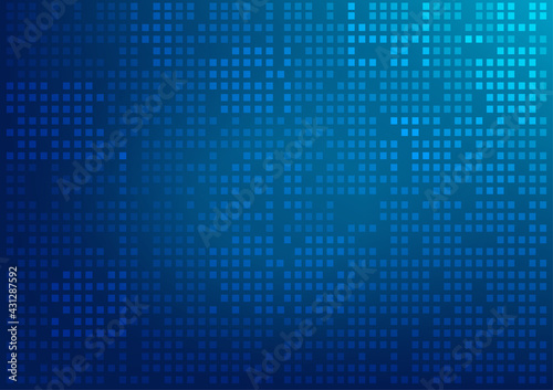 Abstract technology futuristic digital graphic concept square pattern with lighting glowing particles square elements on blue background. Vector illustration.