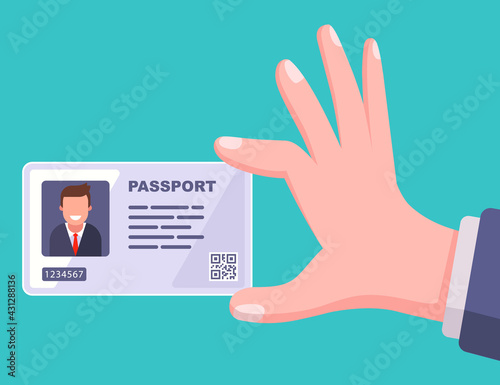 modern passport plastic card. flat vector illustration.