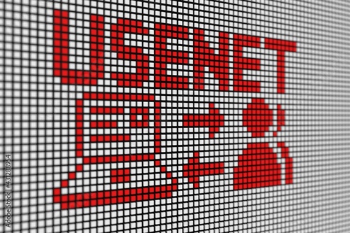 USENET text scoreboard blurred background 3d illustration
