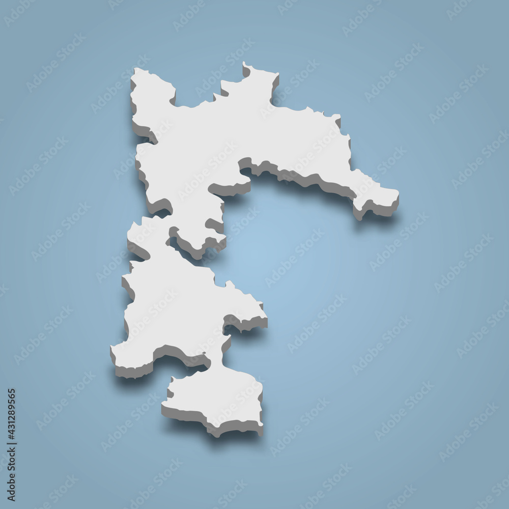 3d isometric map of Patmos is an island in Dodecanese archipelago, Greece