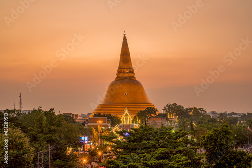 Sunset at Phra Pathom Chedi Nakhon Pathom Province, Thailand
