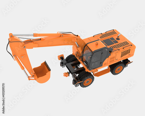 Wheel excavator isolated on background. 3d rendering - illustration