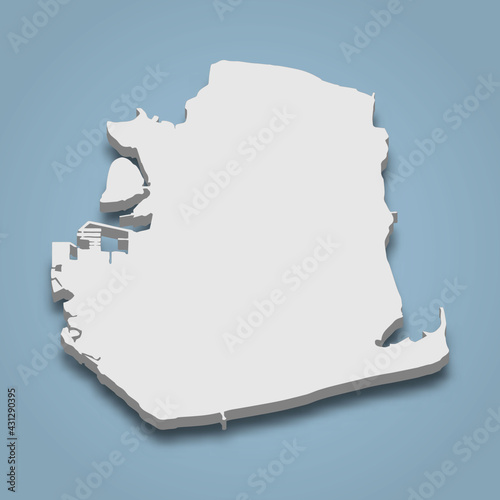 3d isometric map of Portsea Island is an island in United Kingdom