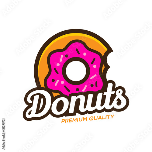 Donuts Logo Vector illustration. Design element for restaurant menu illustration or for logotype.
