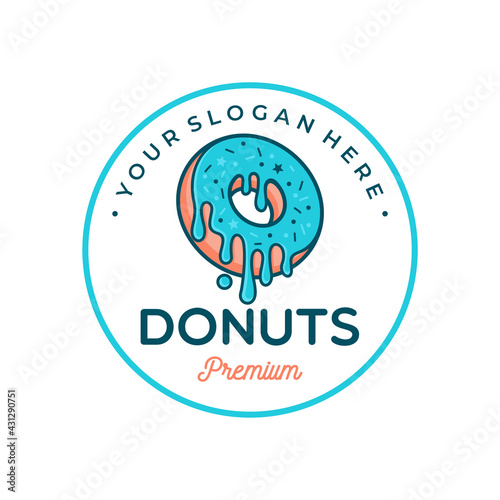 Donuts Logo Vector illustration. Design element for restaurant menu illustration or for logotype.
