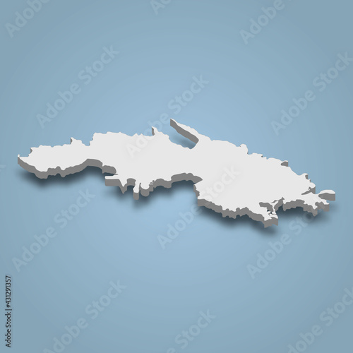 3d isometric map of Saint Thomas is an island in United States Virgin Islands