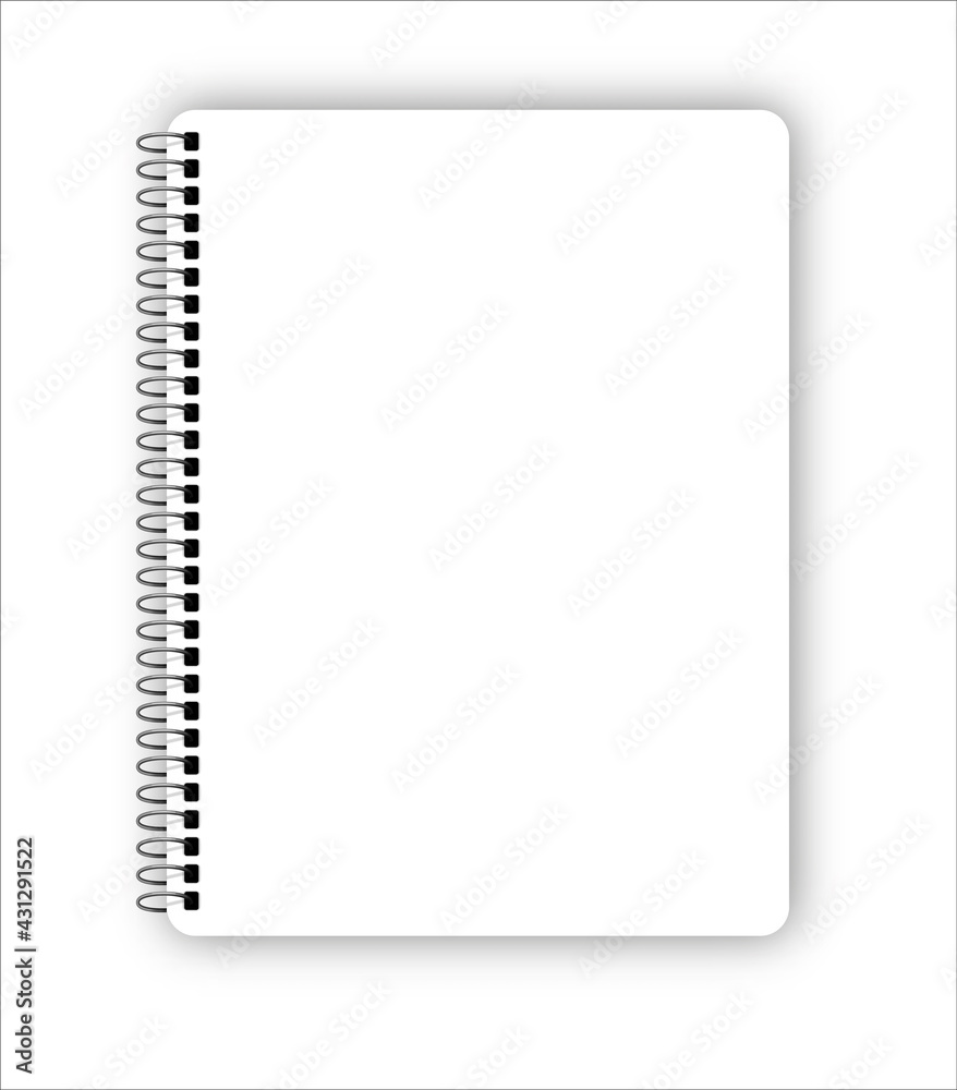 Realistic metal spiral vector blank notebook isolated on white Realistic metal spiral vector blank notebook isolated on white