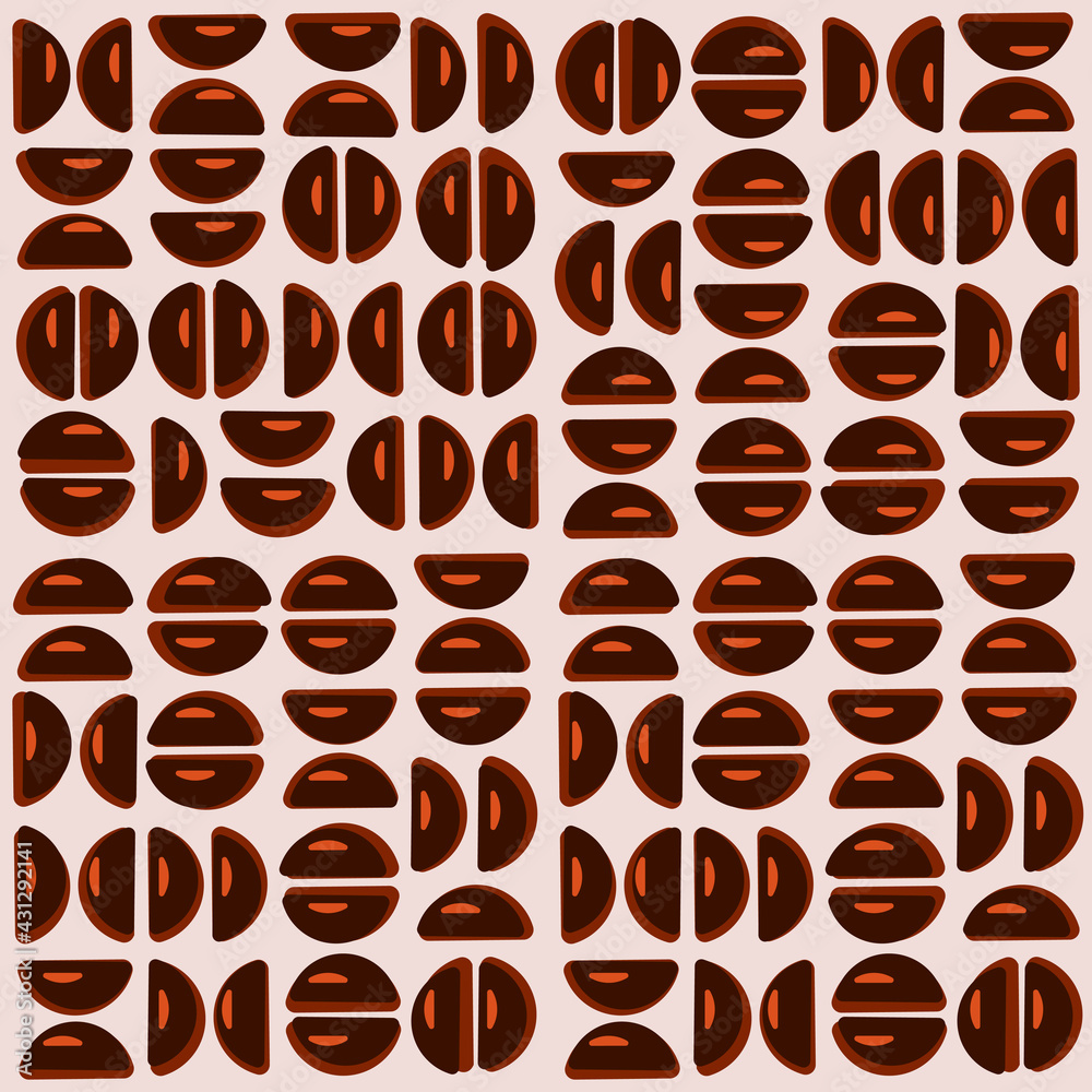 Obraz premium Coffee beans pattern. Vector seamless coffee brown ornament.