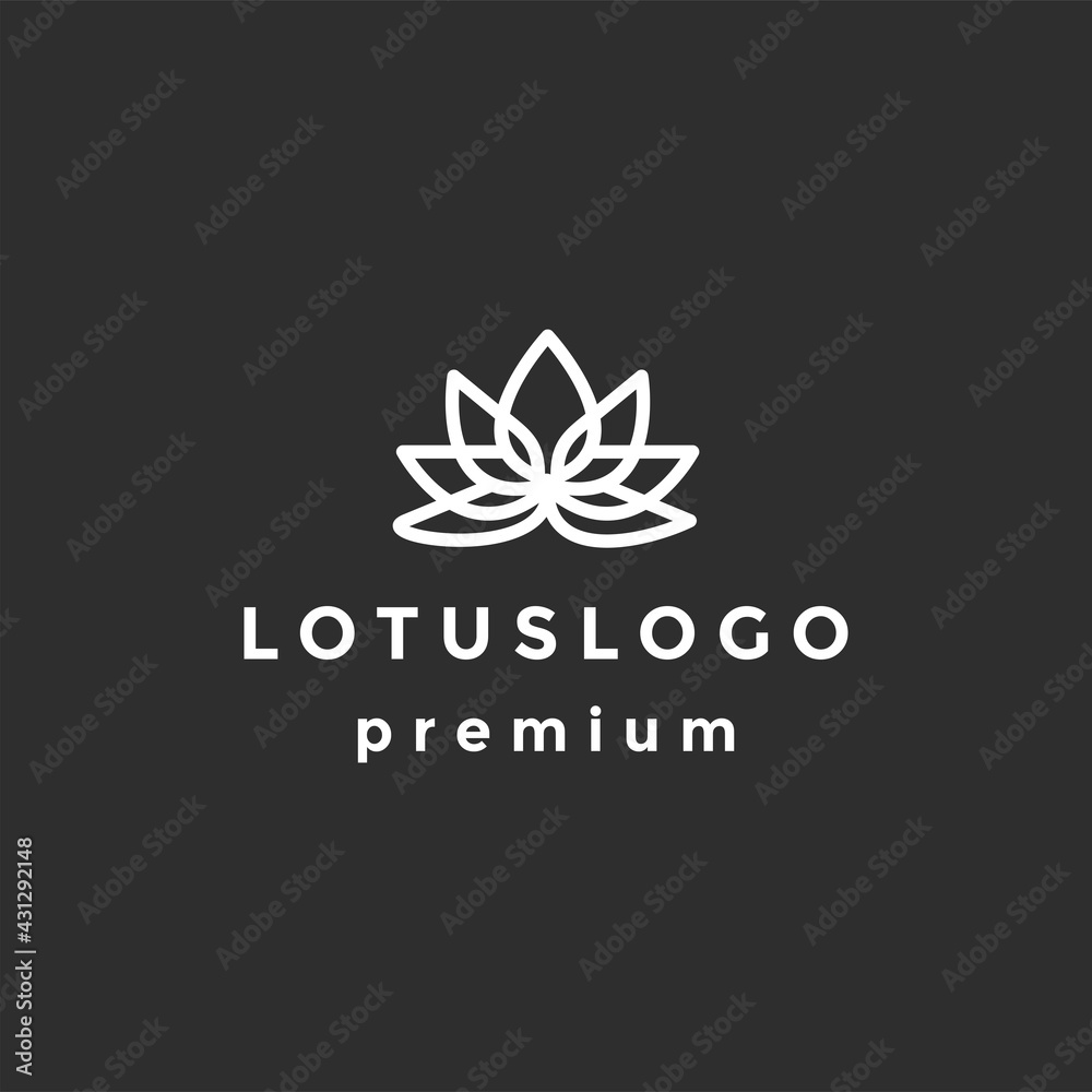  Lotus line logo vector template on black background