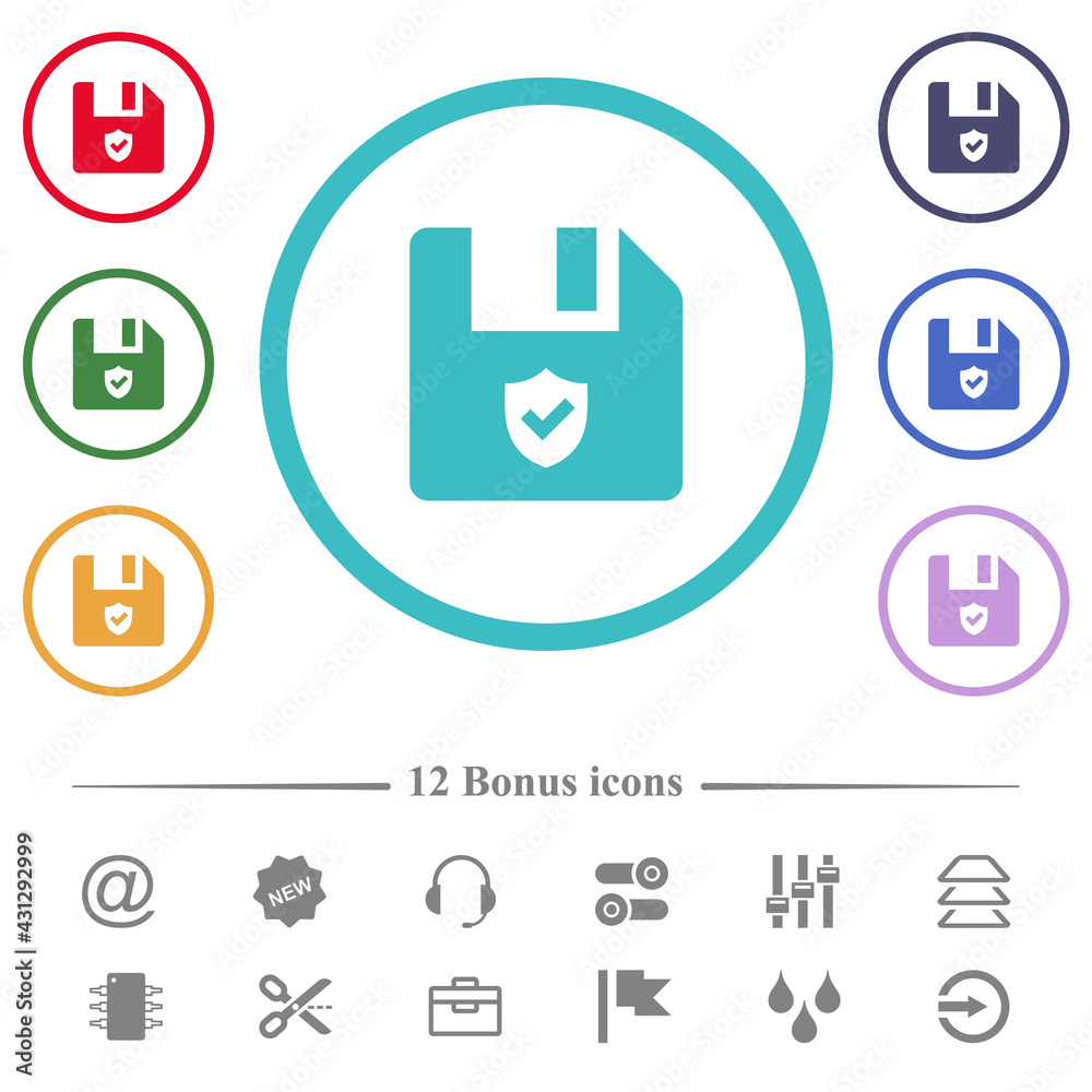 Protected file flat color icons in circle shape outlines Protected file flat color icons in circle shape outlines