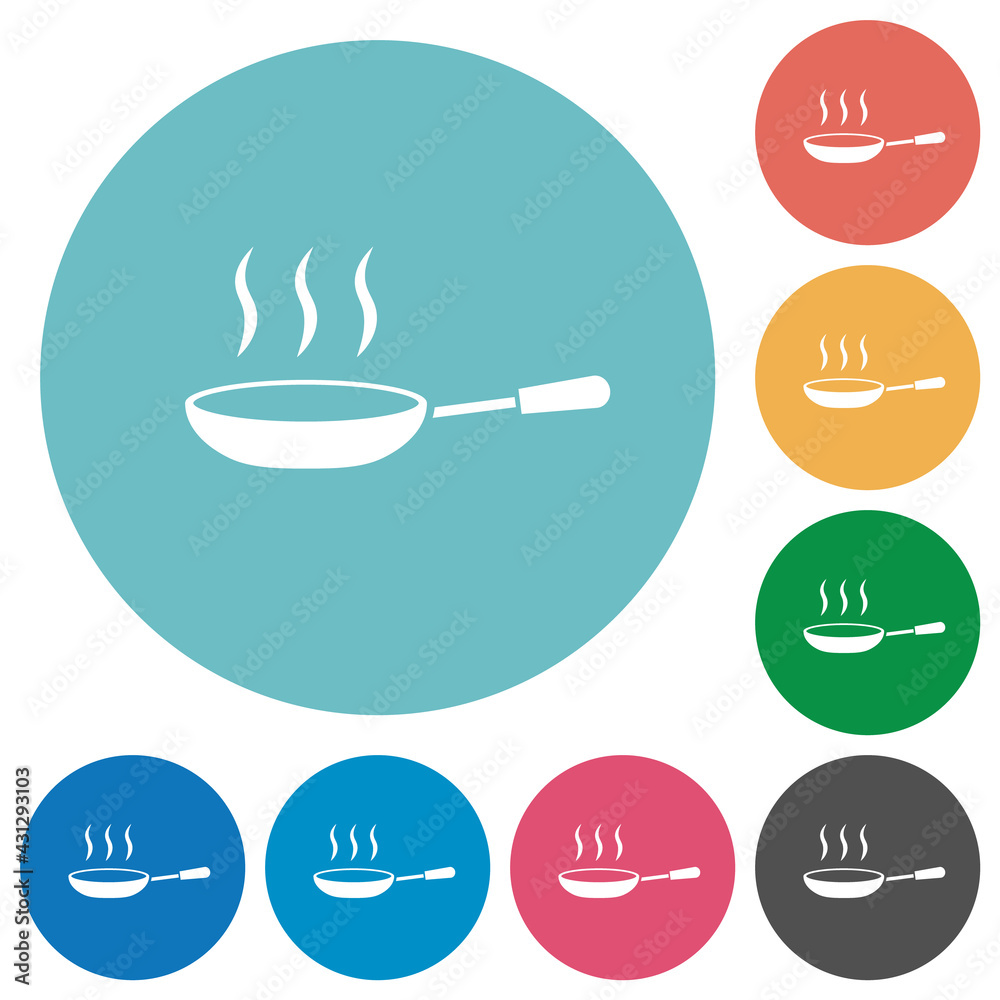 Steaming frying pan flat round icons Steaming frying pan flat round icons