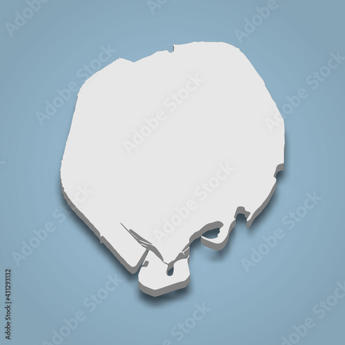 3d isometric map of Sir Bani Yas is an island in United Arab Emirates