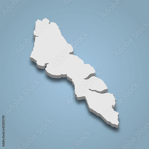 3d isometric map of Streymoy is an island in Faroe Islands