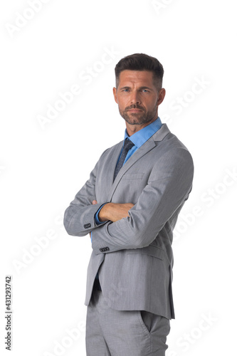 Mature business man portrait on white