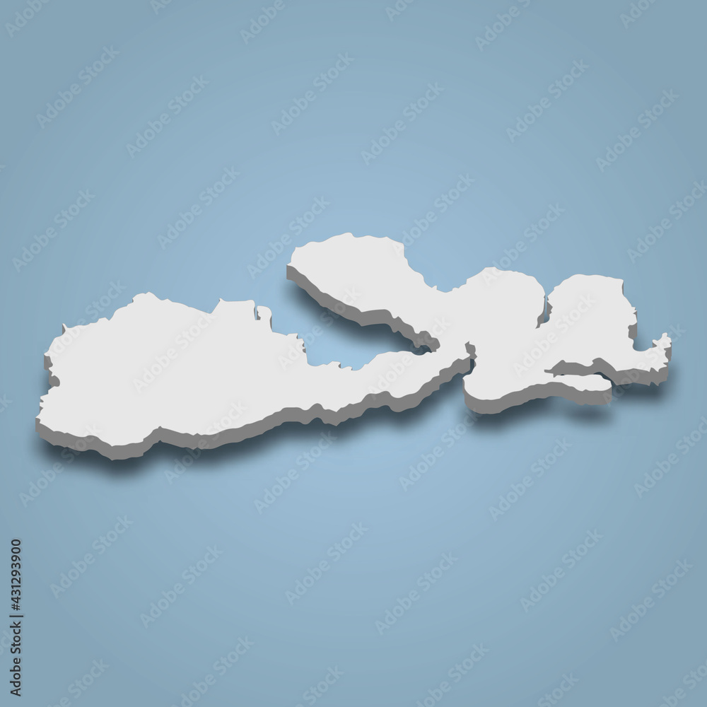 3d isometric map of Sumbawa is an island in Indonesia