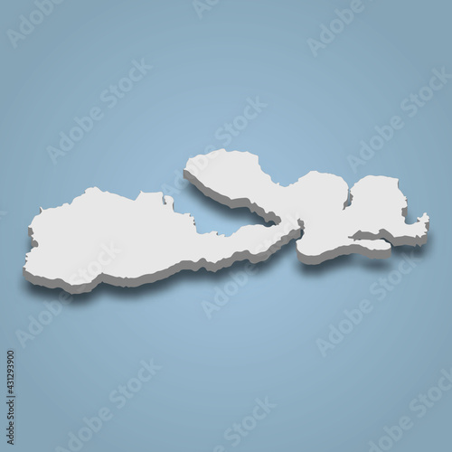 3d isometric map of Sumbawa is an island in Indonesia © magr80