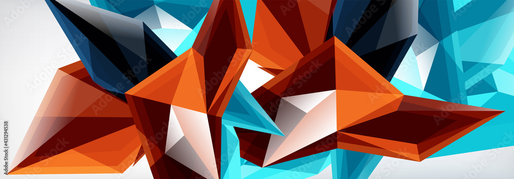 Vector 3d triangles and pyramids abstract background for business or technology presentations, internet posters or web brochure covers