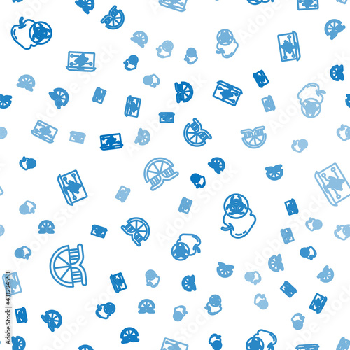 Set line Genetically modified orange, apple and engineering modification on seamless pattern. Vector