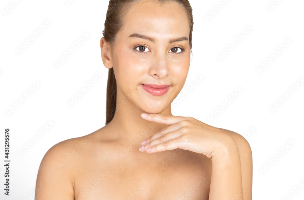 Beautiful Young Asian Woman short hair with Clean Fresh Skin. Face care, Facial treatment, Cosmetology, beauty and healthy skin and cosmetic ideas concept. Beautiful Young Asian Woman short hair with Clean Fresh Skin. Face care, Facial treatment, Cosmetology, beauty and healthy skin and cosmetic ideas concept.