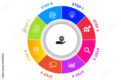Business process. Gradient step by step. Vector business template for presentation. Business process