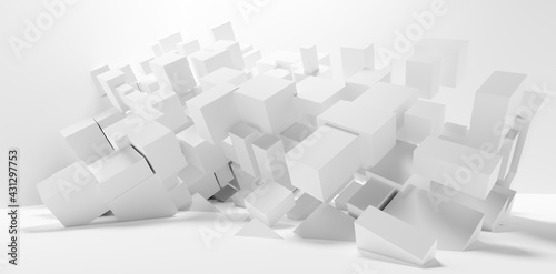 Abstract white cubes background.