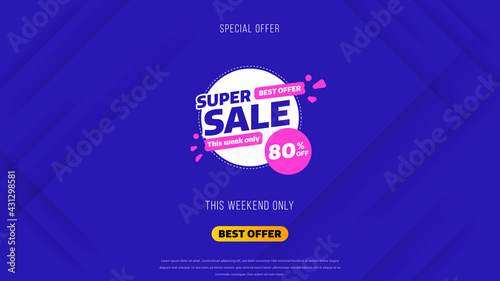 Sale banner template design with geometric background , Big sale special offer up to 80% off. Super Sale, end of season special offer banner. vector illustration.