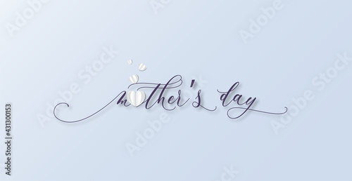 Mother's day greeting card. Vector banner with flying white paper hearts. 