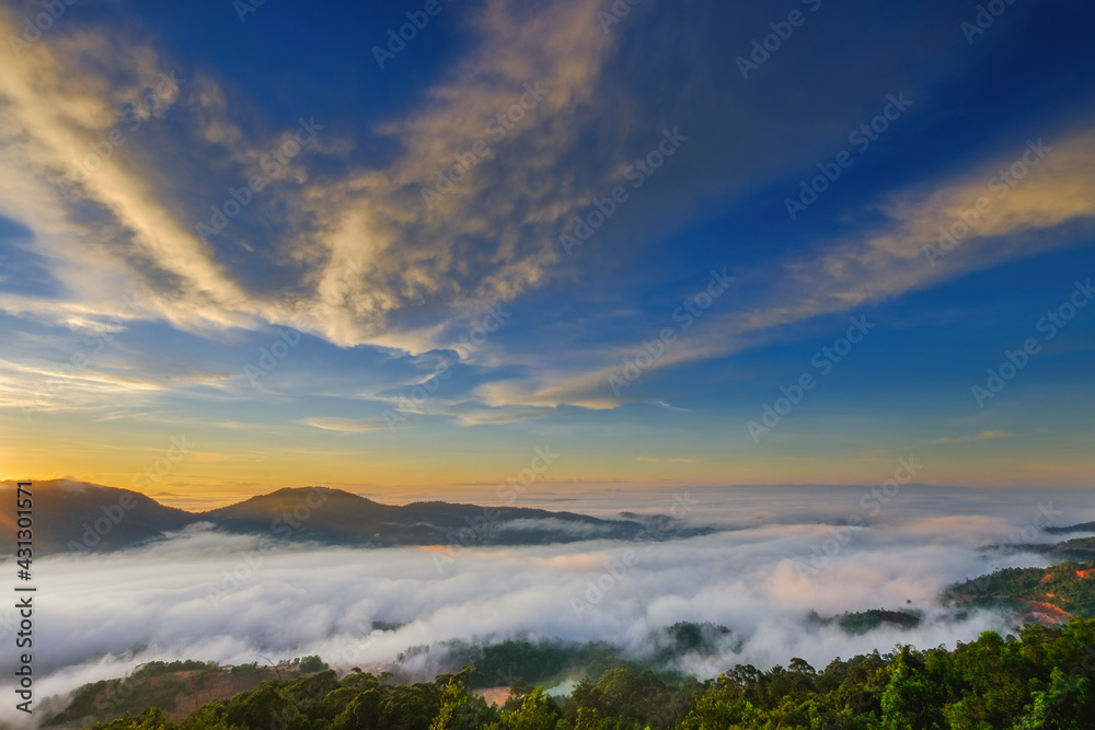 Amazing sunrise and cloud with mountains Amazing sunrise and cloud with mountains