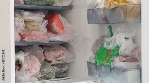 close-up frozen food home, frozen vegetable and food stocks,