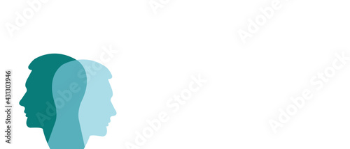 two-faced personality. mood disorder concept.mental health and person with mental problem.Imagination. Web banner. Copy space. world mental health day. photo