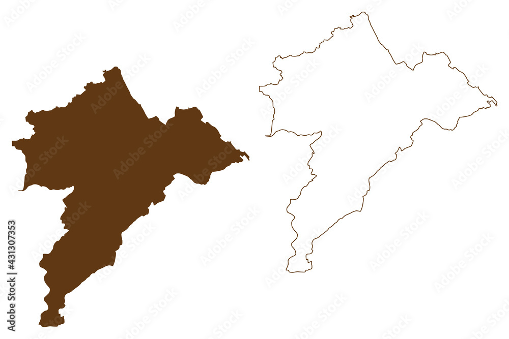 Fototapeta premium Holzminden district (Federal Republic of Germany, rural district, State of Lower Saxony) map vector illustration, scribble sketch Holzminden map