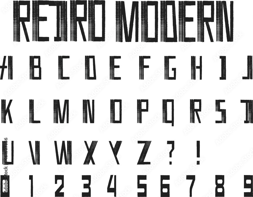 Retro Modern Font Alphabet - Vector Retro Modern Font Alphabet - Vector