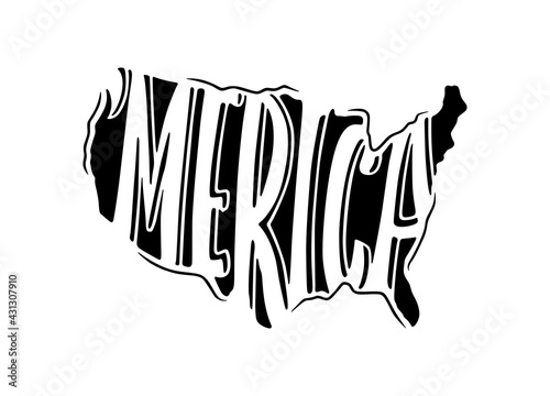 Merica patriotic hand drawn lettering. Vector illustration. photo