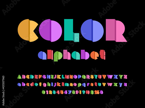 Paper folding abstract style alphabet design with uppercase, lowercase, numbers and symbols