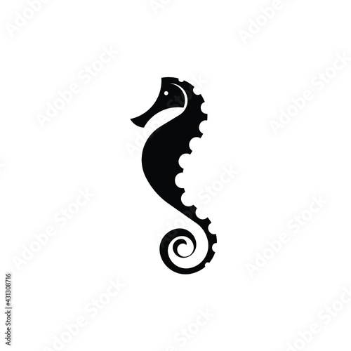 Seahorse logo silhouette design - underwater animal sea marine fish wild life vector illustration nautical swimming horse fish adorable diving dive tiny dragon