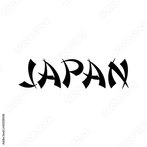 Banner con palabra Japan en alfabeto decorativo de estilo asiático