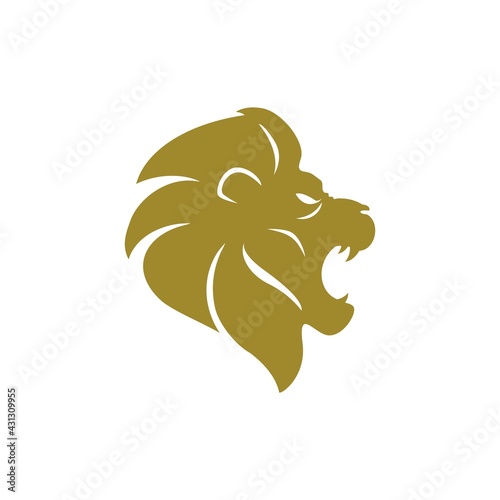 silhouette of a roaring lion. animal illustration in wild life. lion head logo template, great for any business.