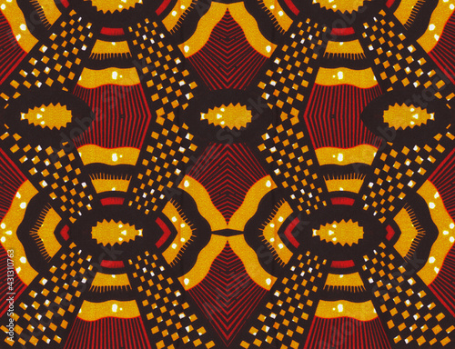Colorful African fabric – Seamless pattern, wax cotton, photo