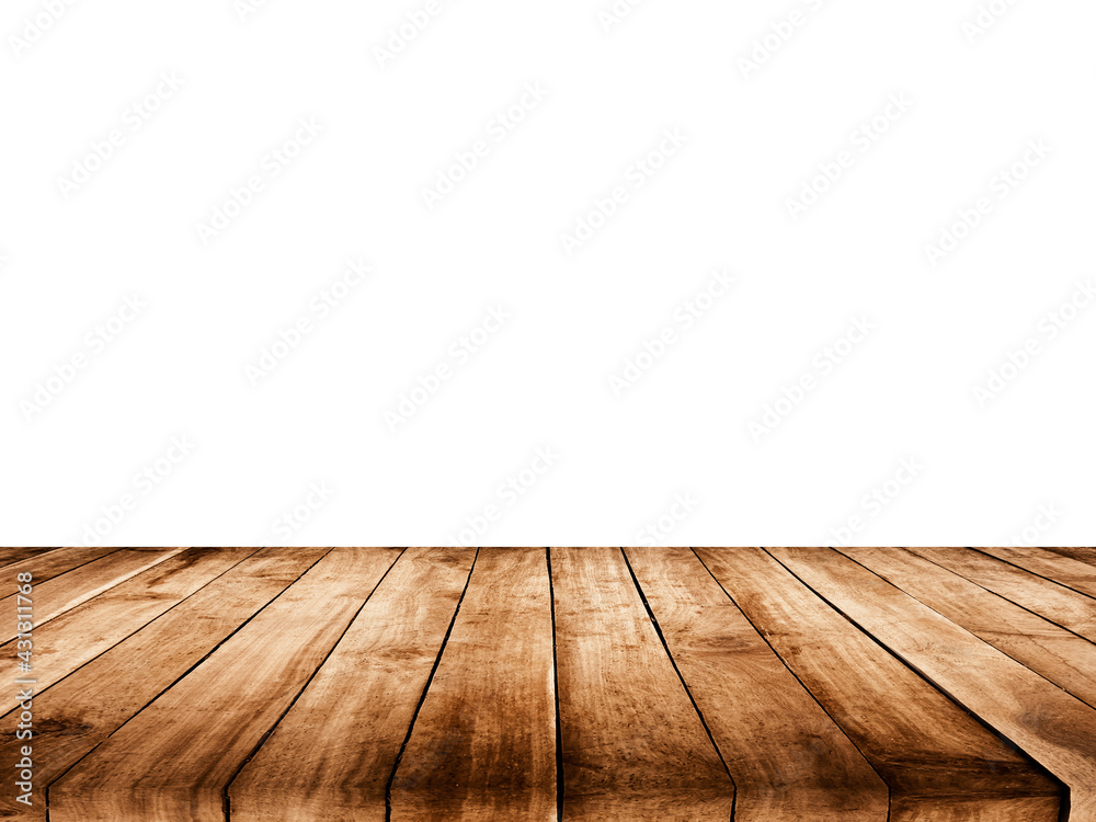 Brown wooden floor perspective angle with a blank white background. Brown wooden floor perspective angle with a blank white background.