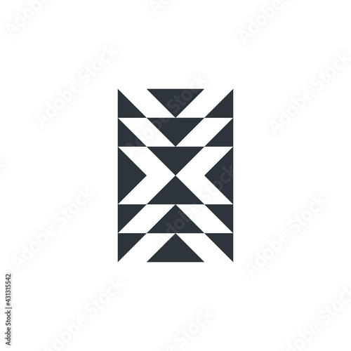 Maori Logo - Samoan Tribal Tattoo Symbol Polynesian Pattern Decoration Motif Isometric Triangle Hawaian style Ethnic Decor Tiki