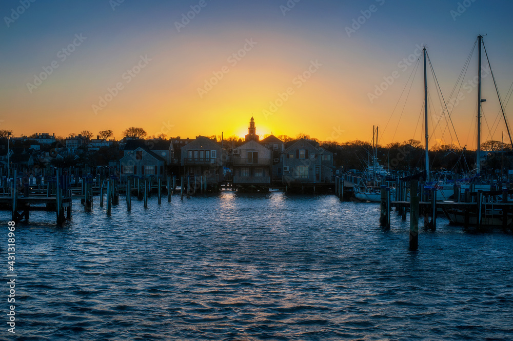 Straight Wharf Sunny Day Sunset Nantucket Island