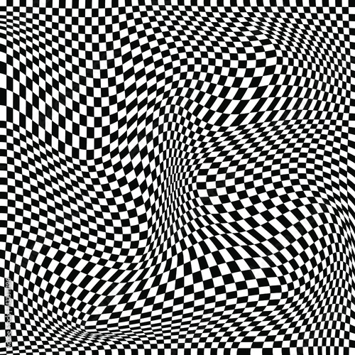 abstract black and white background template dotted morphing halftone wave design, op art