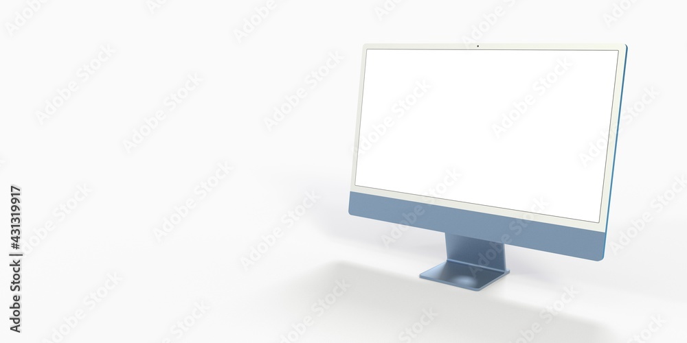 Realistic 3D Computer, with a white screen, isolated on a white background Realistic 3D Computer, with a white screen, isolated on a white background